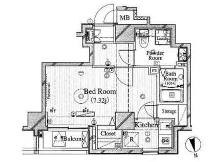 ル・リオン牛込柳町(1K/7階)の間取り写真