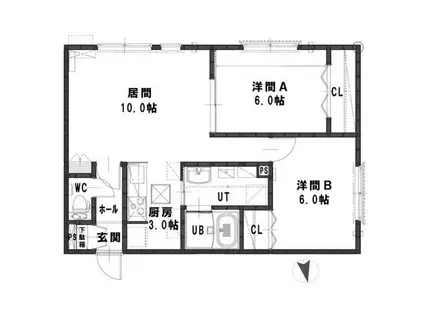 ルミエールR(2LDK/1階)の間取り写真