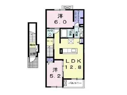 ヴィラ・エレガント(2LDK/2階)の間取り写真