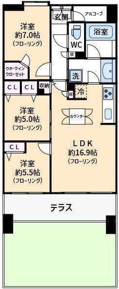 ライオンズマンション川口クオリティフォート(3LDK/1階)の間取り写真