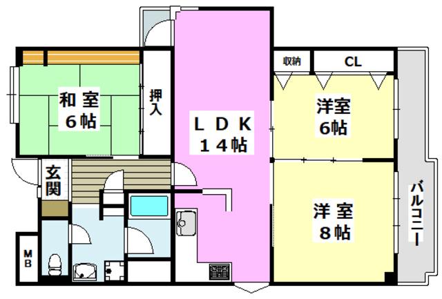 ベラディールI(3LDK/3階)の間取り写真