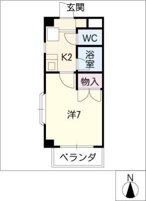 ベルコモンズ池見(1K/1階)の間取り写真