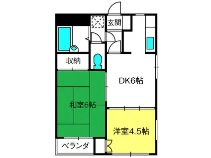 ヴィラージュ元町(2DK/1階)の間取り写真