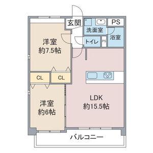 ブルーム(2LDK/2階)の間取り写真