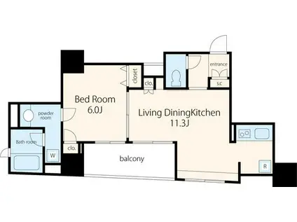 VORT銀座RESIDENCE(1LDK/8階)の間取り写真