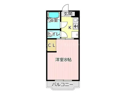 グローリィ高丘(1K/2階)の間取り写真