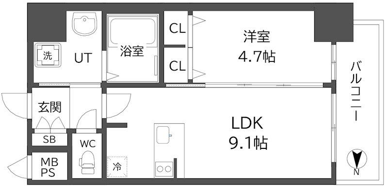 GM KOHAMA(1LDK/13階)の間取り写真