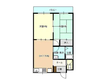 ルージュ立木(2DK/2階)の間取り写真