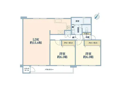 けやき台団地37号棟(2LDK/4階)の間取り写真