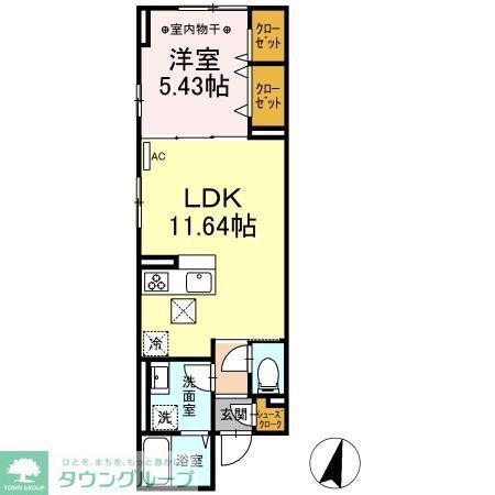 ルリアン綾瀬II(1LDK/1階)の間取り写真
