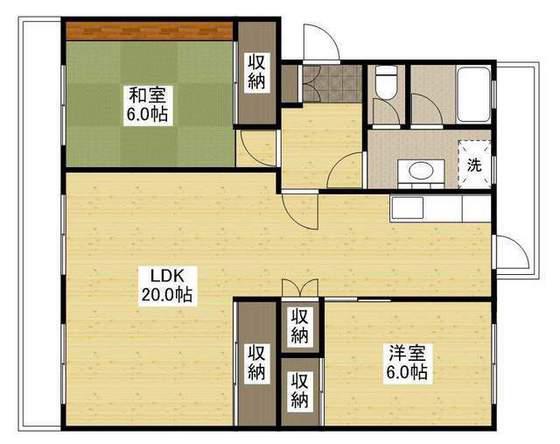 KSB KAIROEN B棟(2LDK/4階)の間取り写真