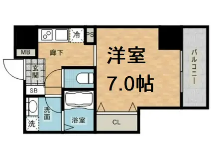 レジデンス心斎橋(1K/2階)の間取り写真