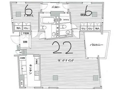 クレセントT(2LDK/3階)の間取り写真
