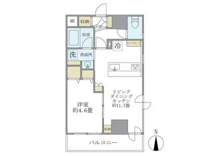 イズム中野坂上(1LDK/5階)の間取り写真