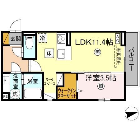 D-ROOM姫子(1LDK/1階)の間取り写真
