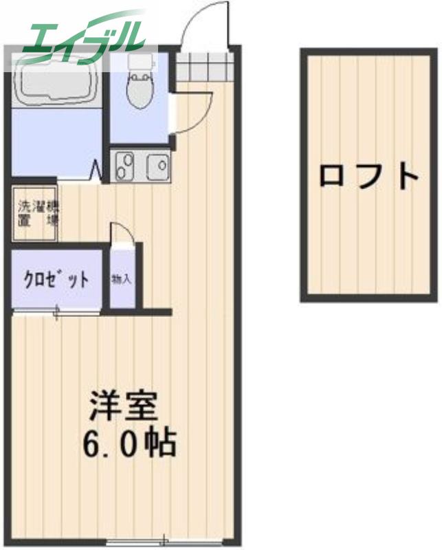 ソラーナよねぐら(1K/2階)の間取り写真