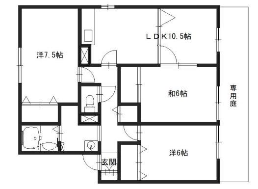セジュール大町(3LDK/1階)の間取り写真