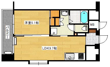 ライオンズステーションプラザ広島(1LDK/4階)の間取り写真