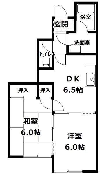 新井コーポラス(2DK/1階)の間取り写真