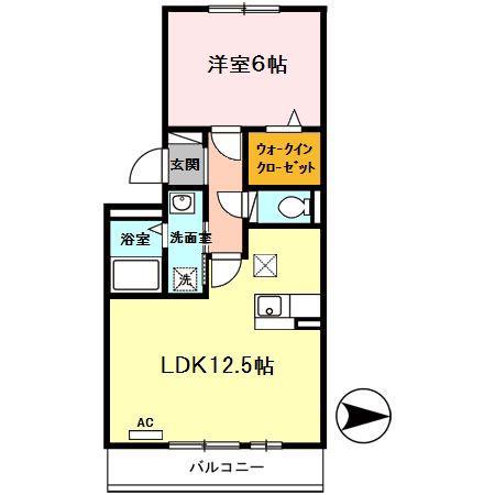 アンソレイユ(1LDK/3階)の間取り写真