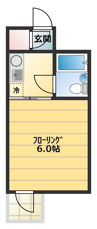 グローリア初穂椎名町(1K/4階)の間取り写真