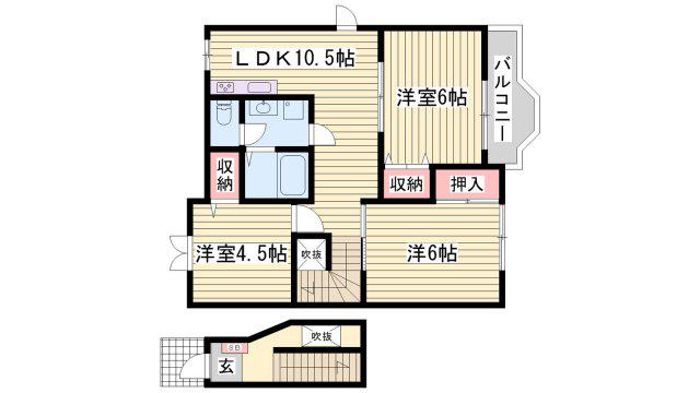 パークサイドII(2LDK/2階)の間取り写真