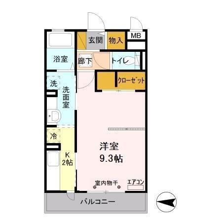 フォアール(1K/1階)の間取り写真