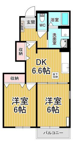 K・U・2(2DK/1階)の間取り写真