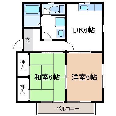 サークルハイツV(2DK/1階)の間取り写真