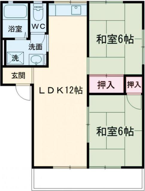 風薫るビレッヂA(2LDK/2階)の間取り写真