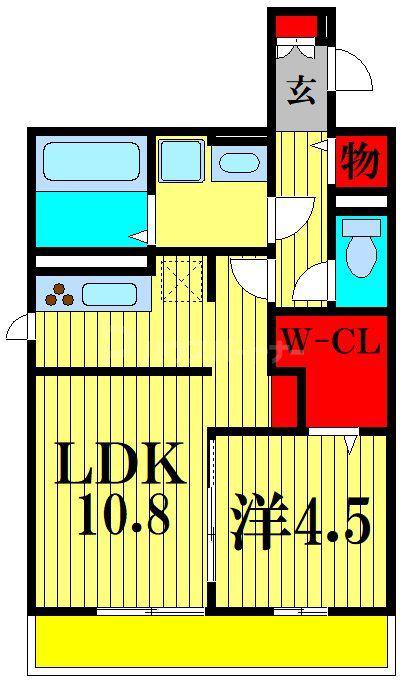 アベニール(1LDK/1階)の間取り写真