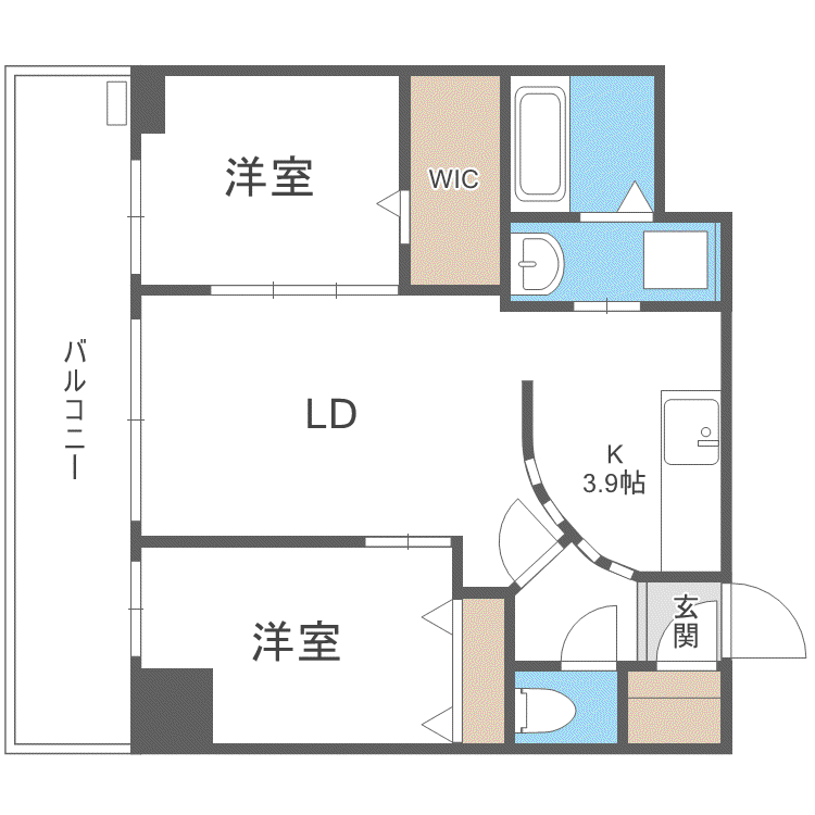 コローレ知事公館前(2LDK/8階)の間取り写真