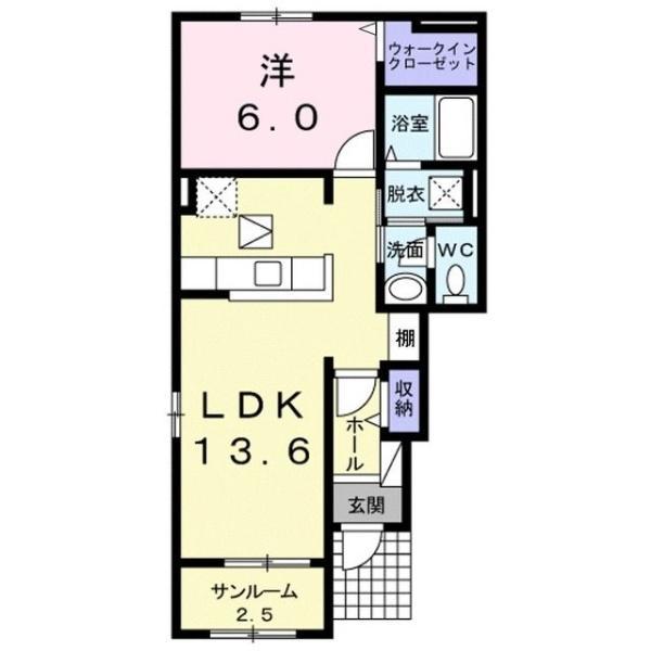 アトランテッド(1LDK/1階)の間取り写真