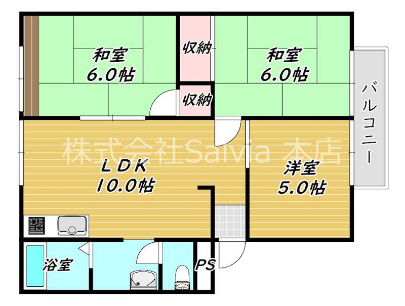 コンドミニオ百舌鳥(3LDK/2階)の間取り写真