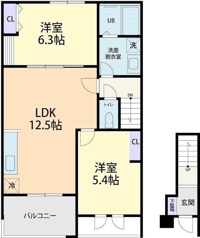 PINE BRIDGE(2LDK/2階)の間取り写真