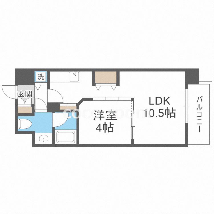 ロッカベラアパートメント(1LDK/8階)の間取り写真