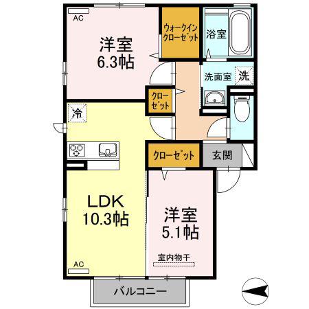 D-ROOM モンテ(2LDK/2階)の間取り写真