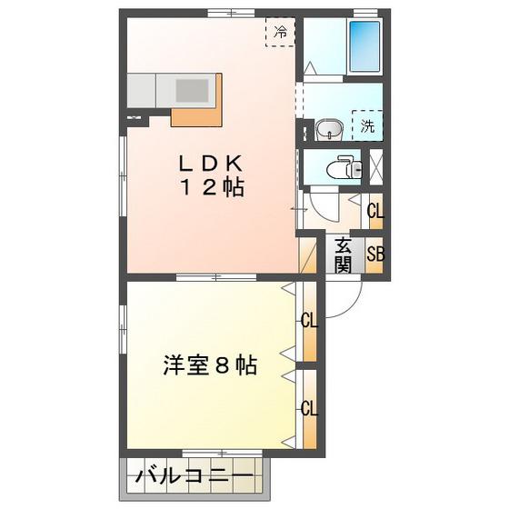 ノイハウス(1LDK/2階)の間取り写真