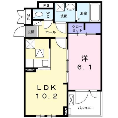 ヴァンヴェール宮町(1LDK/1階)の間取り写真