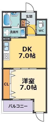 MAIN STAGE甲子園口(1LDK/3階)の間取り写真