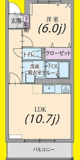 アルエット湘南(1LDK/1階)の間取り写真