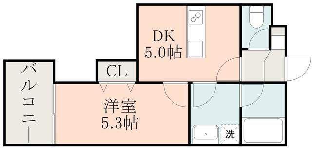 レガリア南新町(1DK/2階)の間取り写真