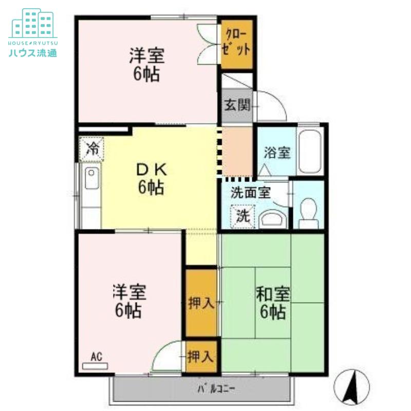 プレジール三城B(3DK/1階)の間取り写真