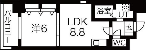 ランドルチェ大須(1LDK/6階)の間取り写真