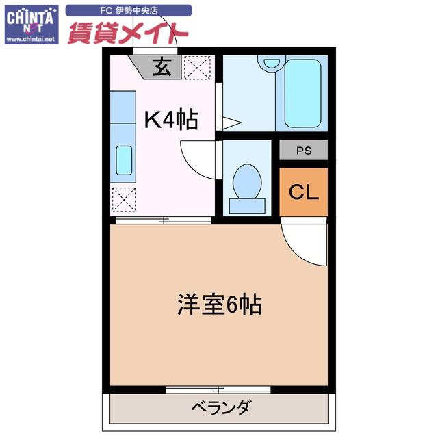 フローラルコーポ(1K/2階)の間取り写真