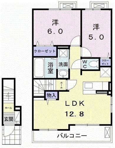 紫陽花・III(2LDK/2階)の間取り写真