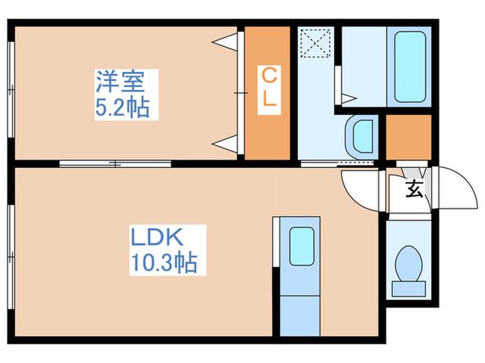 キューブ中の島2・3N(1LDK/5階)の間取り写真