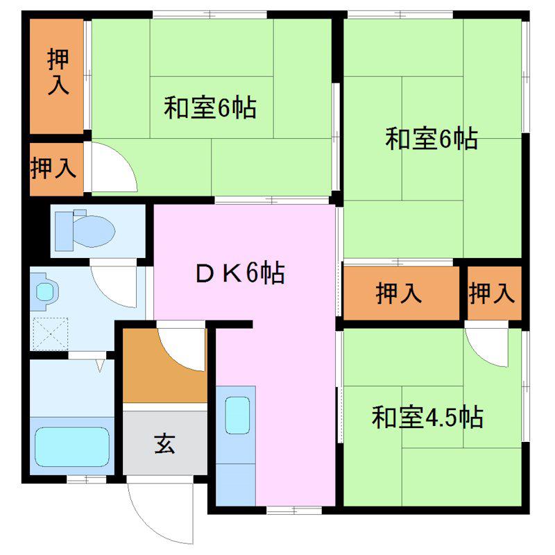 Fヴィレッジ小郡(3DK/2階)の間取り写真