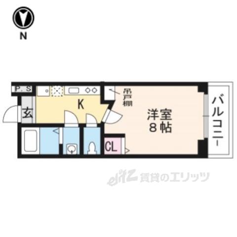 カーサフォレスタⅠ(1K/4階)の間取り写真