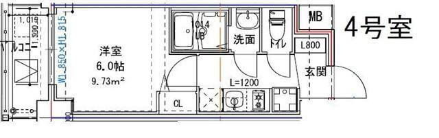 大阪難波NOAH(1K/9階)の間取り写真